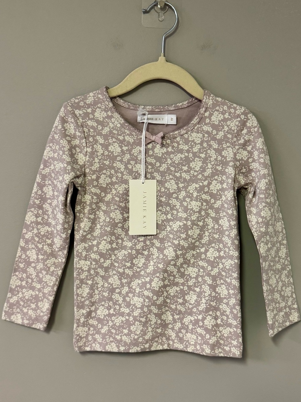 Jamie Kay Mauve Floral Long Sleeve Tee with Cream Print